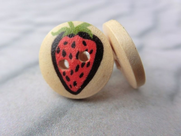 Holzknopf Ohrstecker Erdbeere Strawberry